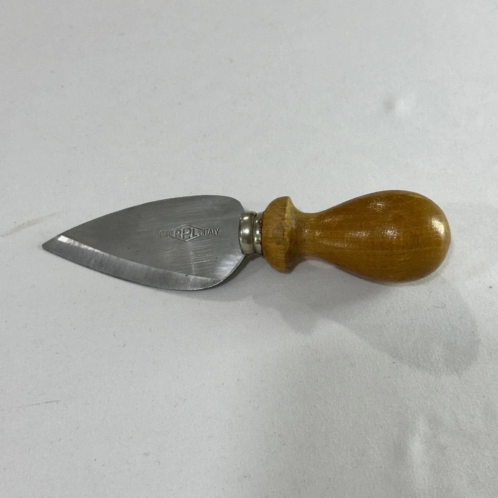 PPL Italy INOX Parmesan Cheese Knife Wood Handle SS Almond Blade 6.5